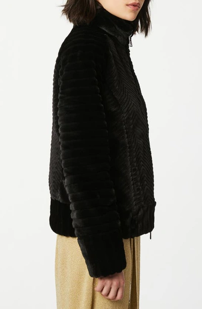 Shop Bernardo Textured Faux Fur Jacket In Black