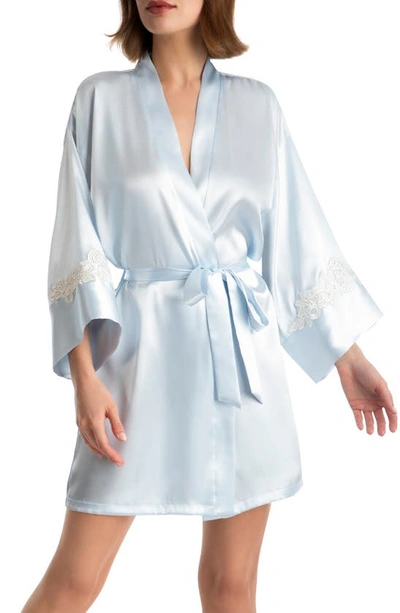 In Bloom By Jonquil Ophelia Lace Trim Satin Wrap In Silver Blue | ModeSens