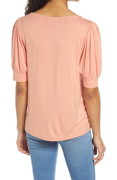 Gibsonlook Sweetheart Neck Knit Top In Peach