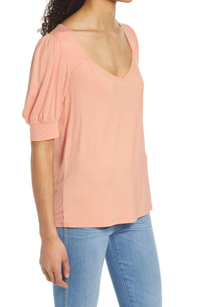 Gibsonlook Sweetheart Neck Knit Top In Peach