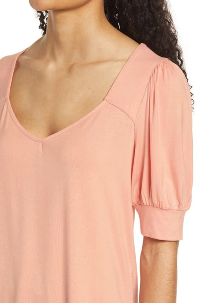 Gibsonlook Sweetheart Neck Knit Top In Peach