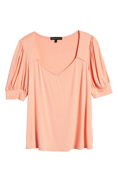 Gibsonlook Sweetheart Neck Knit Top In Peach