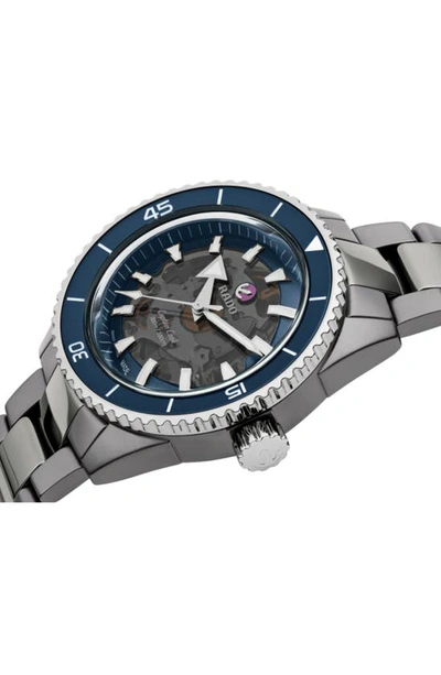 Shop Rado Captain Cook High Tech Ceramic Automatic Bracelet Watch, 43mm In Blue
