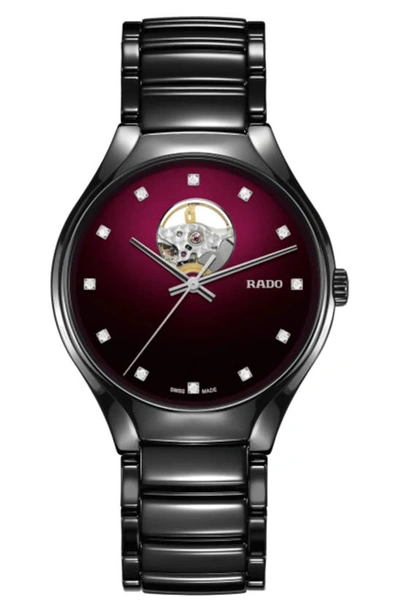 Shop Rado True Secret Diamond Ceramic Bracelet Watch, 40mm In Red