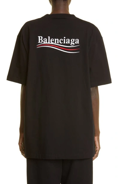 Shop Balenciaga Political Cotton Logo Tee In Black/ White