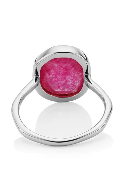 Shop Monica Vinader Siren Medium Stacking Ring In Silver/ Pink Quartz