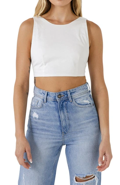 Grey Lab Open Elastic Back Crop Tank In Ivory