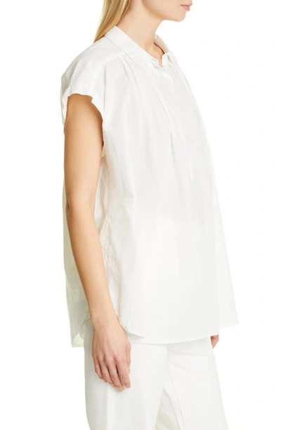 Shop Nili Lotan Normandy Short Sleeve Cotton Blouse In White