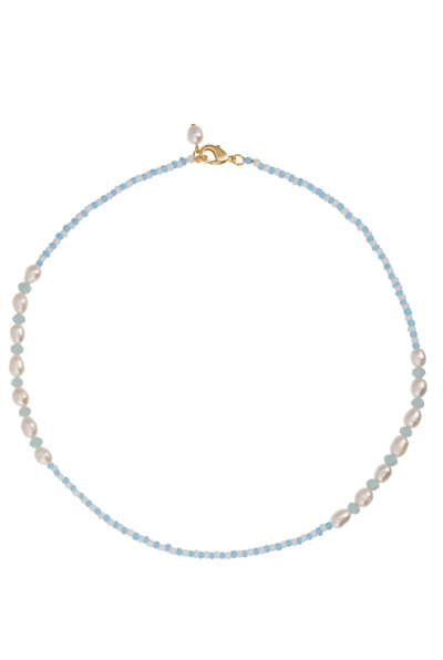 Shop Talis Chains Tulum Beaded Pearl Necklace Baby Blue