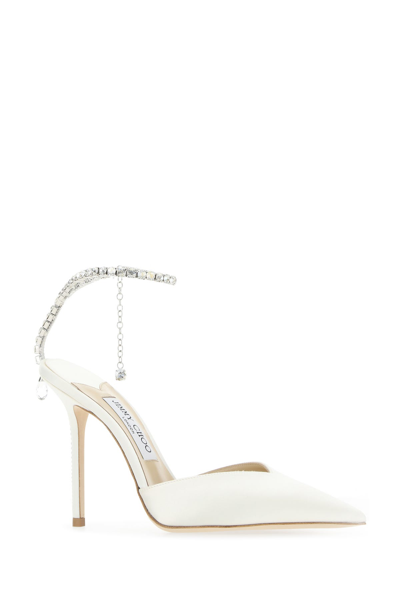 Jimmy Choo Slingback Saeda 100 In Satin With Applied Crystals