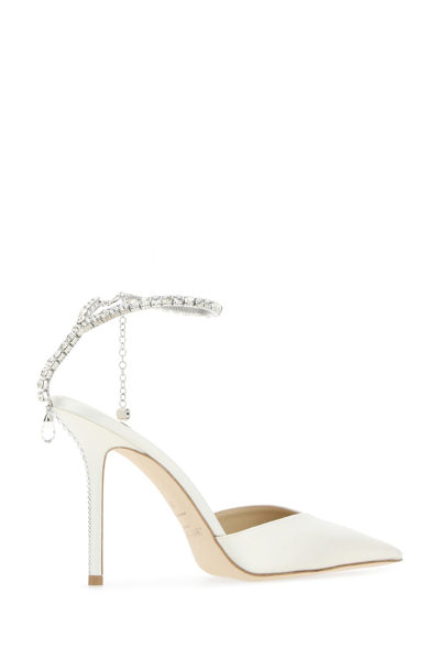 Jimmy Choo Slingback Saeda 100 In Satin With Applied Crystals