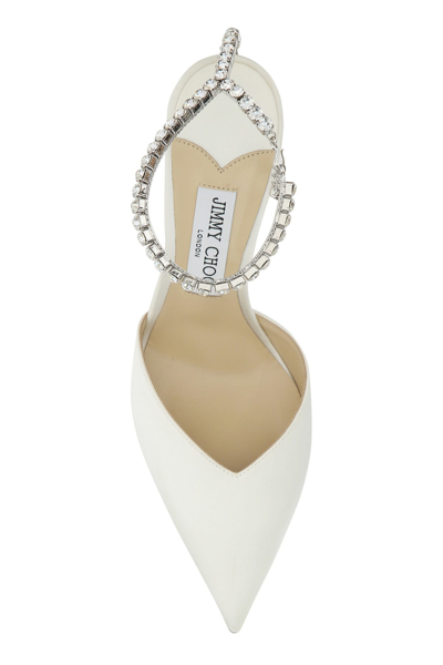 Jimmy Choo Slingback Saeda 100 In Satin With Applied Crystals