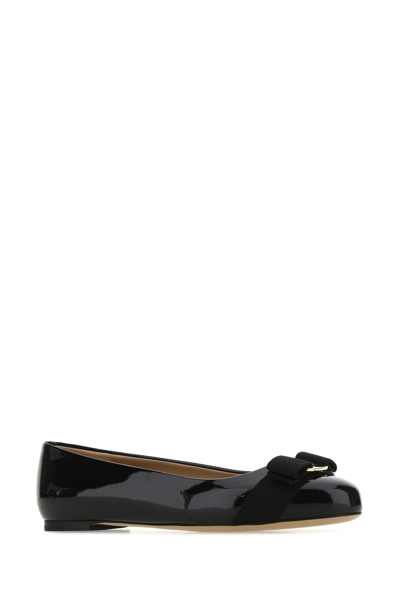 Ferragamo Varina Bow-embellished Patent-leather Ballet Flats