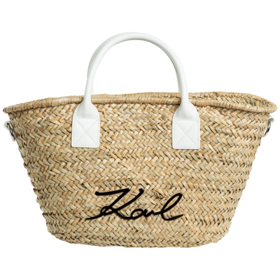 Shop Karl Lagerfeld Women's Handbag Shopping Bag Purse   K/signature In Beige