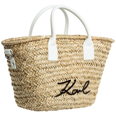 Shop Karl Lagerfeld Women's Handbag Shopping Bag Purse   K/signature In Beige
