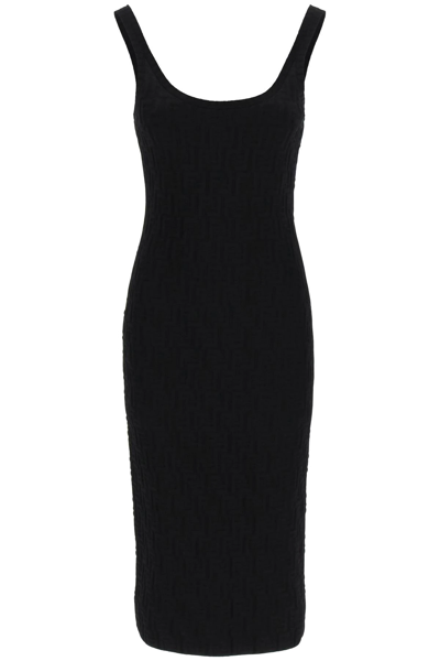 Shop Fendi Embossed Ff Dress In Black