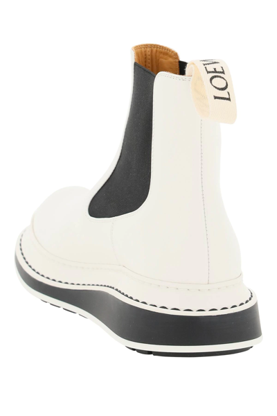 Shop Loewe Leather Chelsea Boots In White,black