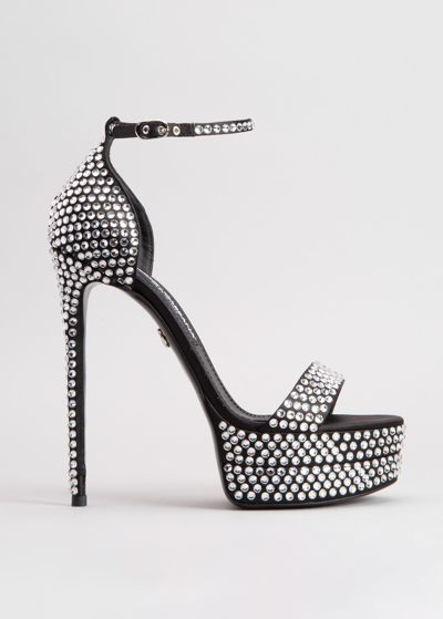 Shop Dolce & Gabbana 105mm Strass Ankle-strap Platform Sandals In Blkcrystl