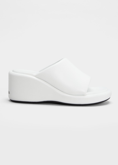 Shop Balenciaga Rise Lambskin Wedge Slide Sandals In Whiteblack
