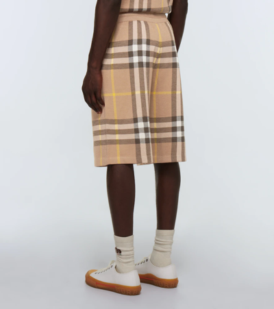 Shop Burberry Weaver Silk And Wool Checked Shorts In Truffle Ip Check