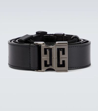 Shop Givenchy 4g Leather Belt In Black