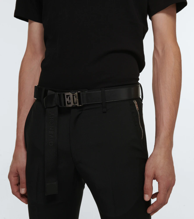 Shop Givenchy 4g Leather Belt In Black