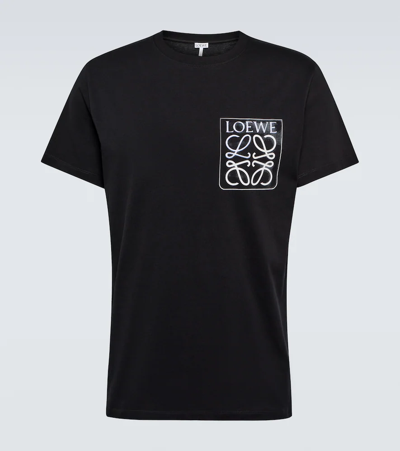 Shop Loewe Anagram Cotton T-shirt In Black