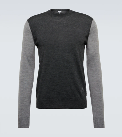 Shop Loewe Colorblocked Wool Sweater In Grey