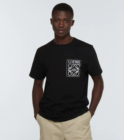 Shop Loewe Anagram Cotton T-shirt In Black