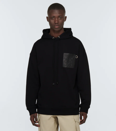 Shop Loewe Anagram Cotton Hoodie In Black