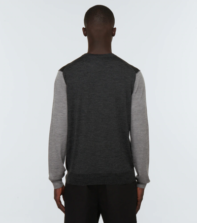 Shop Loewe Colorblocked Wool Sweater In Grey