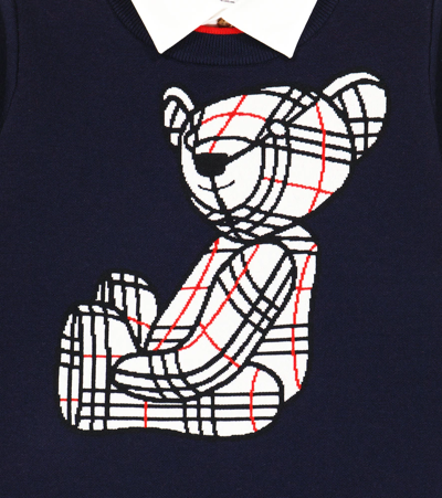 Shop Burberry Intarsia Bear Wool-blend Sweater In Navy