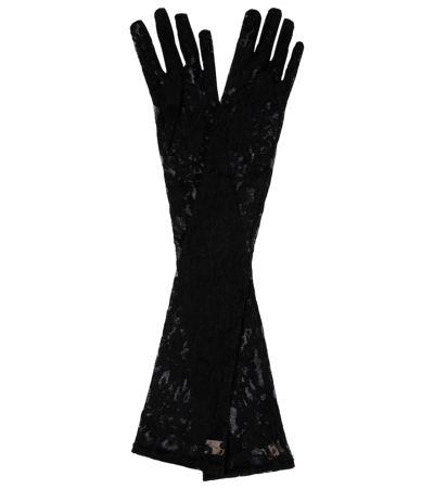 Shop Gucci Lace Gloves In Nero