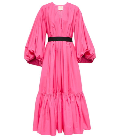 Roksanda Zaineb Puff-sleeve Cotton-poplin Maxi Dress In Camelia