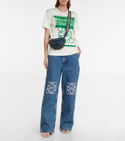 Loewe Cropped Jeans With Anagram Knee Detail In Jeans Blue