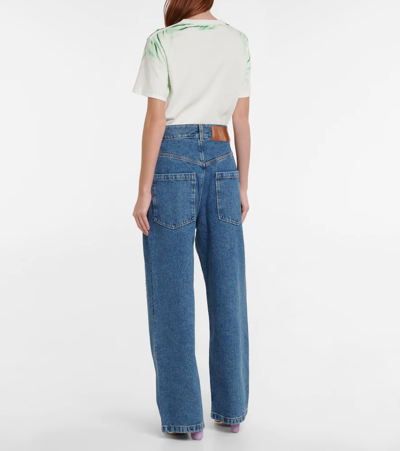 Shop Loewe Anagram High-rise Wide-leg Jeans In Jeans Blue