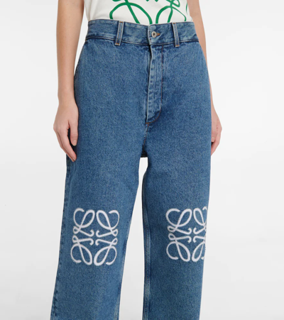 Shop Loewe Anagram High-rise Wide-leg Jeans In Jeans Blue