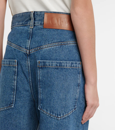 Loewe Cropped Jeans With Anagram Knee Detail In Jeans Blue