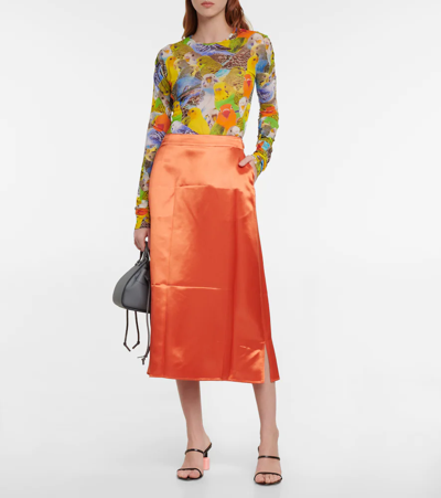 Shop Loewe Printed Jersey Top In Orange/blue/yellow