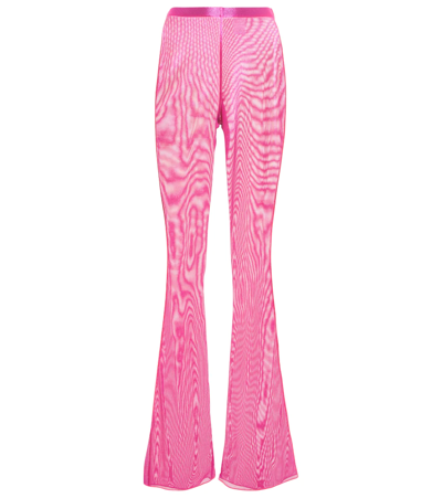 Shop Oseree Oséree High-rise Flared Lamé Leggings In Pink