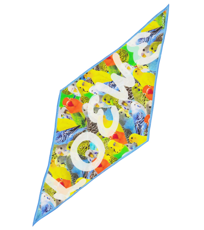 Shop Loewe Logo Printed Cotton And Silk Scarf In Multicolor