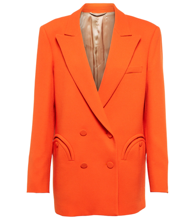 Shop Blazé Milano Double-breasted Wool Blazer In Tangerine