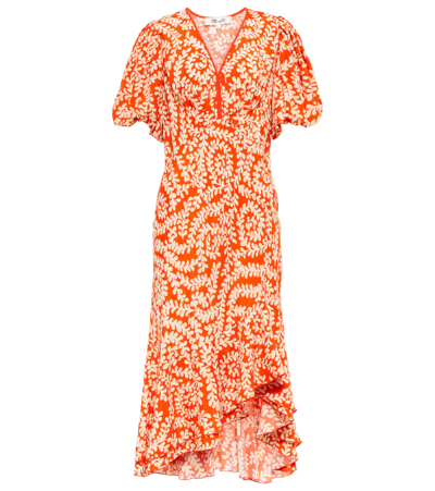 Shop Diane Von Furstenberg Madrid Printed Crêpe Midi Dress In Maidenhair Med Ivory