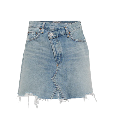 Shop Agolde Criss Cross Denim Skirt In Symbol