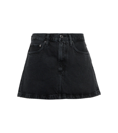 Shop Agolde Liv Denim Miniskirt In Vapor