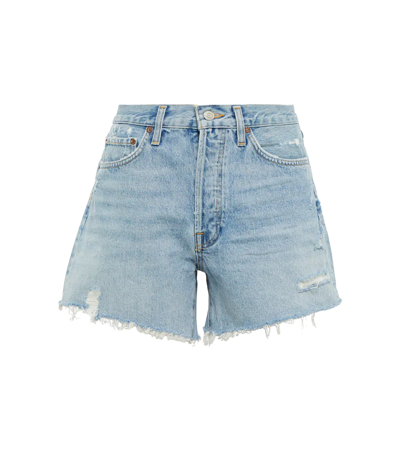 Shop Agolde Parker Mid-rise Denim Shorts In Swapmeet