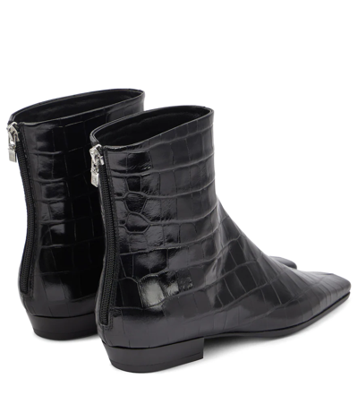 Shop Totême Croc-effect Leather Ankle Boots In Black Croco