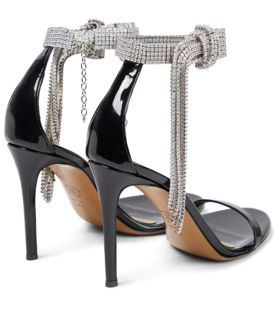 Shop Alexandre Vauthier Crystal-embellished Patent Leather Sandals In Black