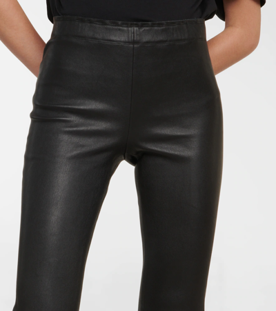 Shop Stouls Cropped Leather Trousers In Noir