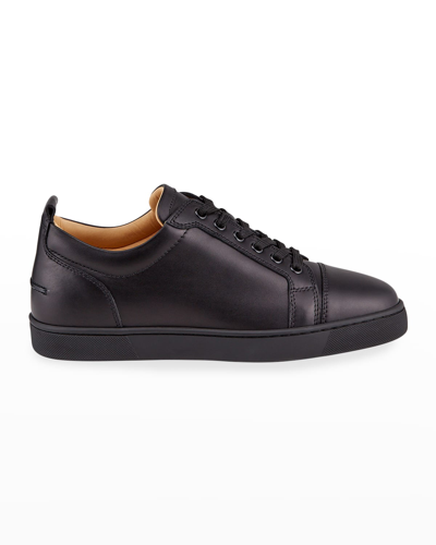 Shop Christian Louboutin Men's Louis Junior Leather Red Sole Sneakers In Black